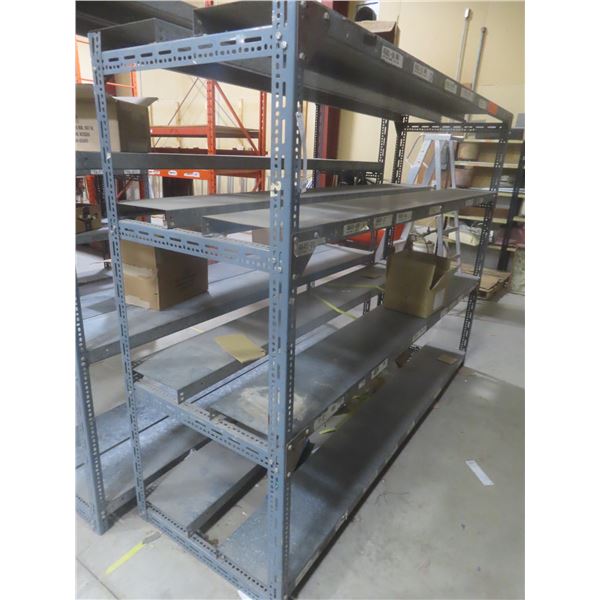 Adjustable Metal 4-Tier Shelf Unit – Qty 2: 6 ft H × 8 ft W × 30" D; 80" H × 8 ft W × 24" D; 6 ft H 