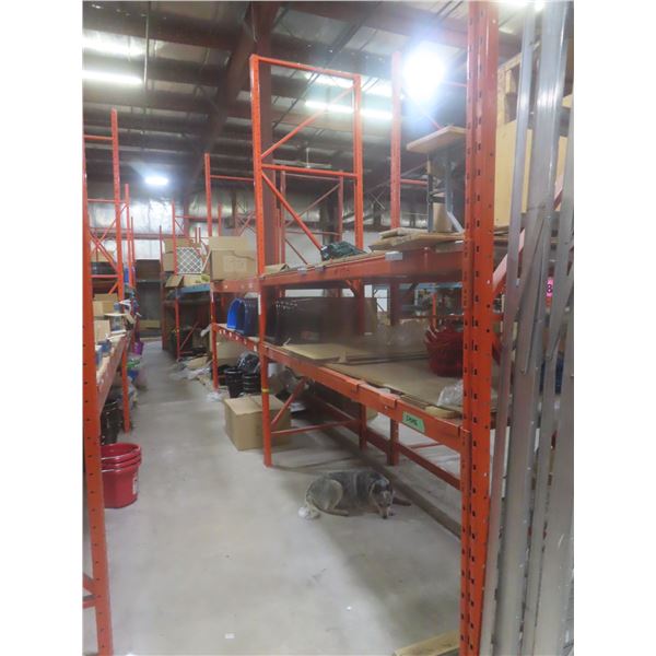 Pallet Racking 42" Deep:  5 Uppers 12 ft, 16 Side Rails 10 ft with Wood Shelving.  Product Not 