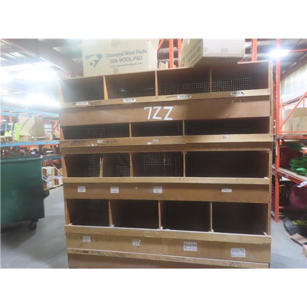 Wood Pigeon Hole Cabinet 8 ft × 8 ft × 2 ft Deep.  Product Not Included.