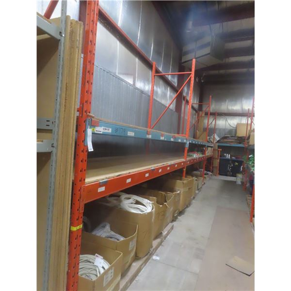 Pallet Racking 42" Deep:  7 Uppers 12 ft, 18 Side Rails 12 ft with Wood Shelving.  Product Not 
