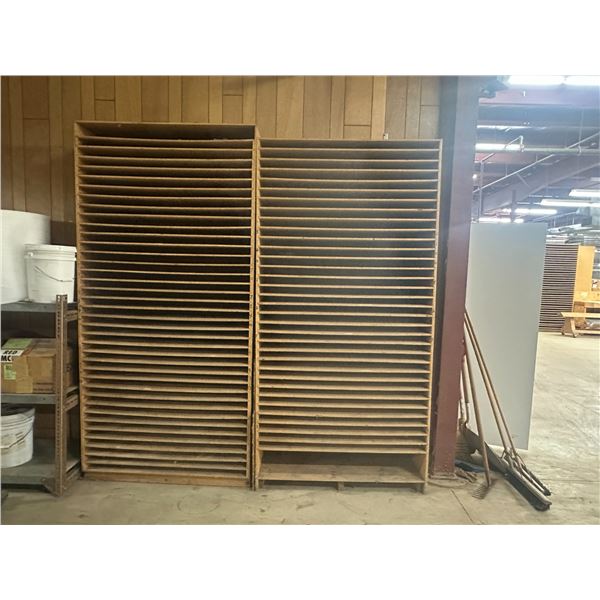 Wood Horizontal-Slot Sheet Storage Racks – Approx. 50 Slots Each, 8 ft × 4 ft × 16 in – Qty 2