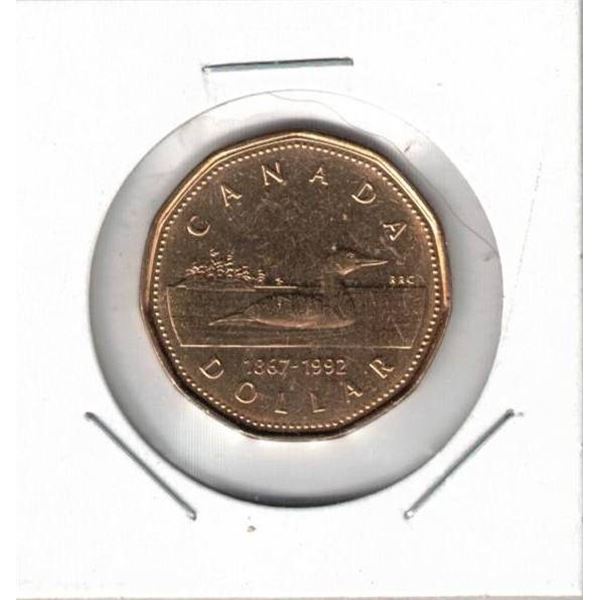 1992 Canada Loon Dollar, Double Dated,  New