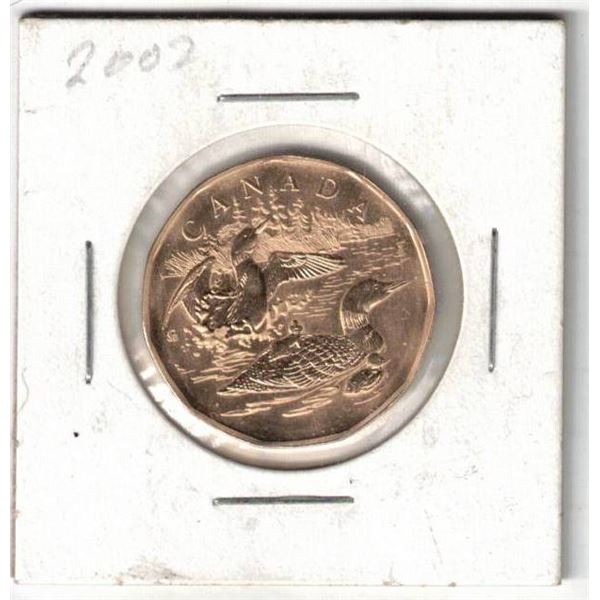 2002 Canada Loon Dollar, Double Dated, Specimen, New