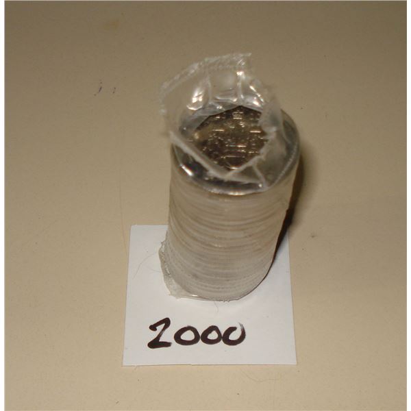 2000 Canada 50 cent Plastic Wrap Roll, 25 coins, New