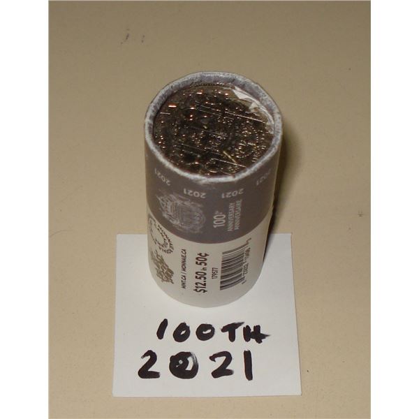 2021 100th Ann King George 50 cent Special Wrap Roll 25 coins, New
