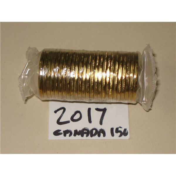 2017 Canada 150, Connecting a Nation $1 Dollar Roll, 25 Coins, Uncirculated, New