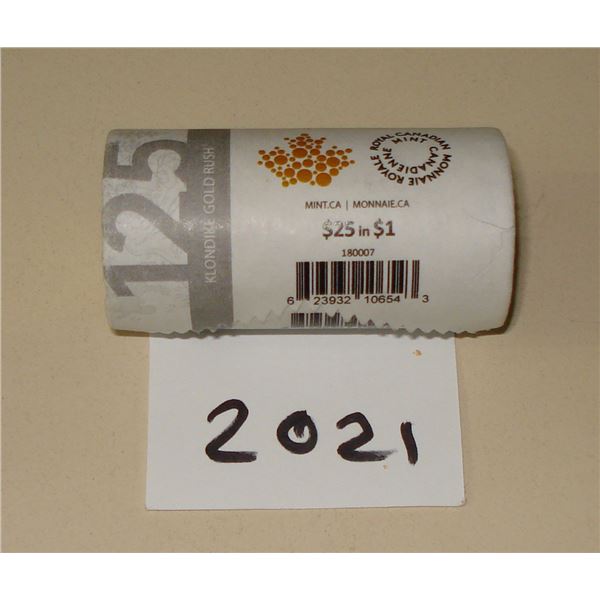 2021 Canada Dollar Roll "Klondike" Special Wrap Roll 25 coins, New