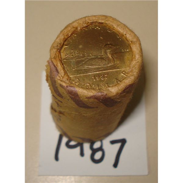 1987 Canada Loon Dollar Roll of 25 Coins, Business Strike New Coins