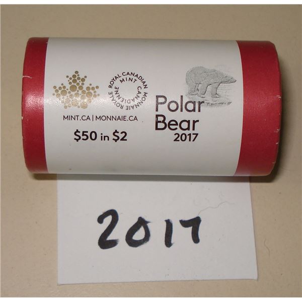 2017 Canada Classic $2 Special Wrap Roll , 25 coins New