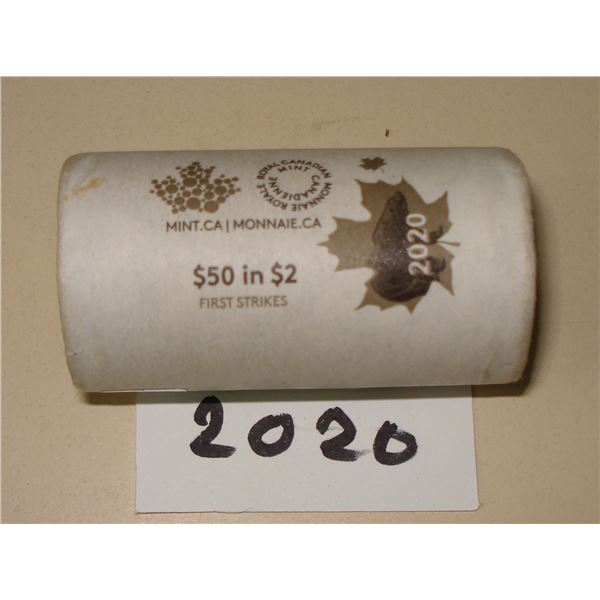 2020 Canada Polar Bear $2 Special Wrap First Strike Roll , 25 coins New