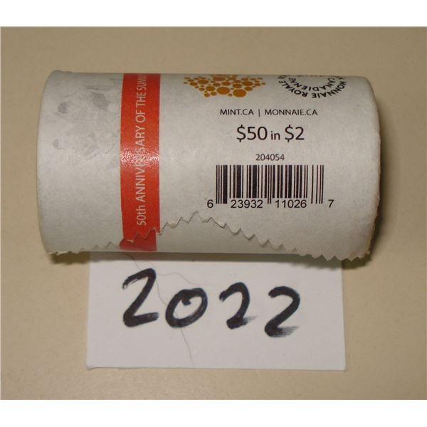 2022 Canada Color The Summit $2 Special Wrap Roll , 25 coins New