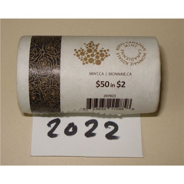 2022 Canada Black Ring $2 Special Wrap Roll , 25 coins New
