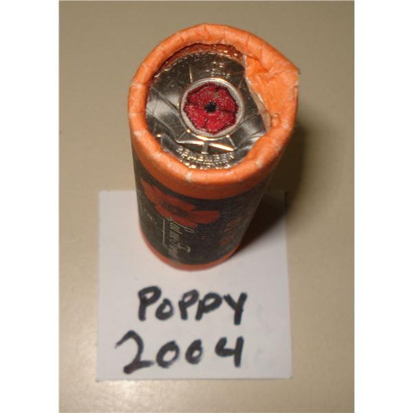 2004P Canada 25 cent, Poppy Special Wrap Roll 40 coins, New