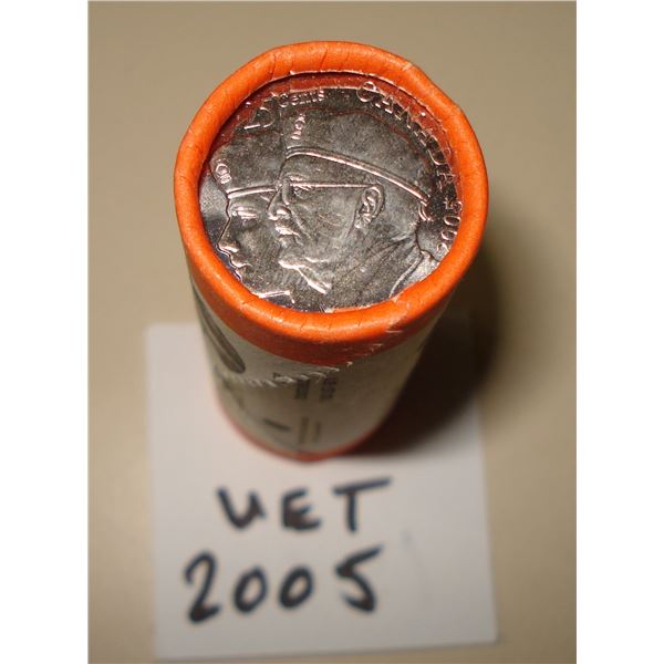 2005P Canada 25 cent, Year of The Veteran, Special Wrap Roll 40 coins, New