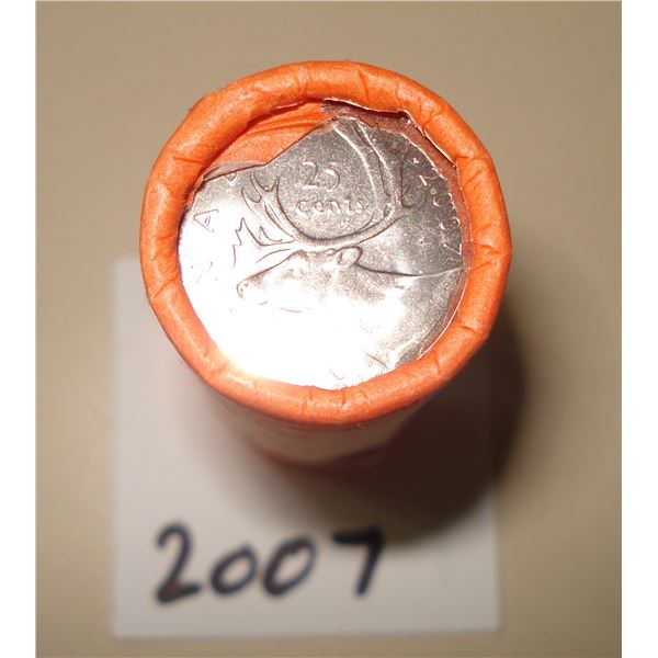 2007 Canada 25 cent, Caribou, Special Wrap Roll 40 coins, New