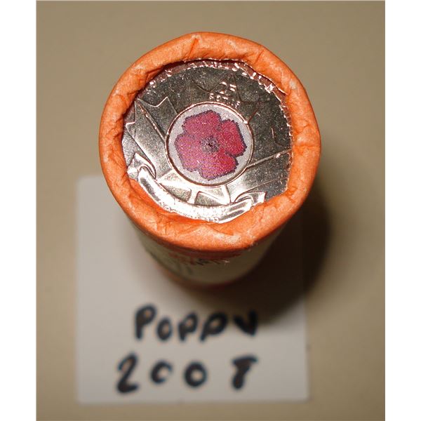 2008 Canada 25 cent, Poppy Special Wrap Roll 40 coins, New