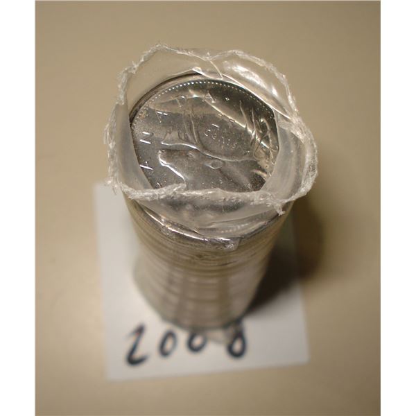 2008 Canada 25 cent, Caribou, Plastic Wrap Roll 40 coins, New