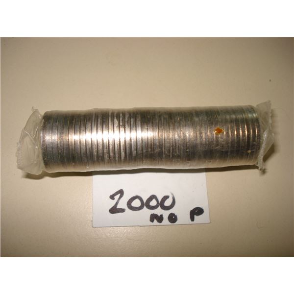 2000 no P Canada 5 cent Plastic Wrap Roll of 40 Peices, New