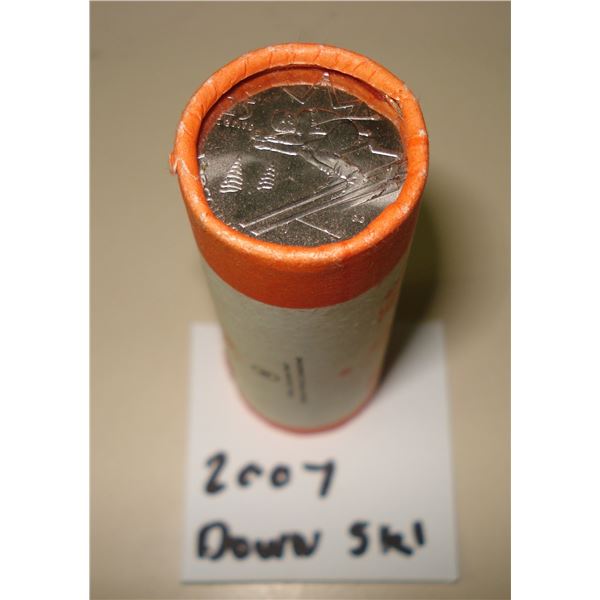 2007 Canada Olympic 25 cent Roll, Downhill Skiing, Roll of 40 coins, New