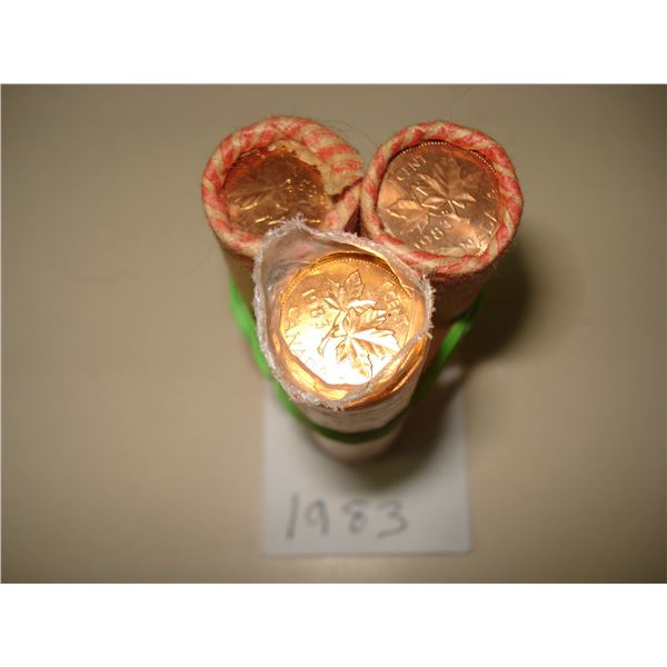 3 x 1983 Canada 1¢ Roll of 150 Red BU