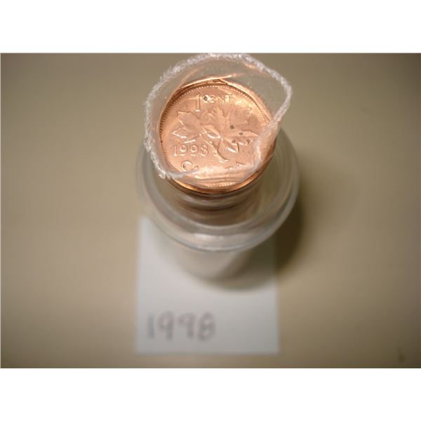 1998 Canada 1¢ Roll of 50 Red BU Coins