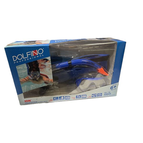 Dolfino Pro Ion Youth 5-Piece Dive Set in blue and black SIZE LG/XL