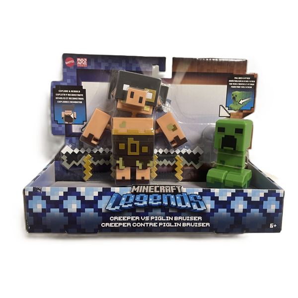 Mattel Minecraft Legends Action Figure 2-Pack featuring a Creeper and a Piglin Bruiser