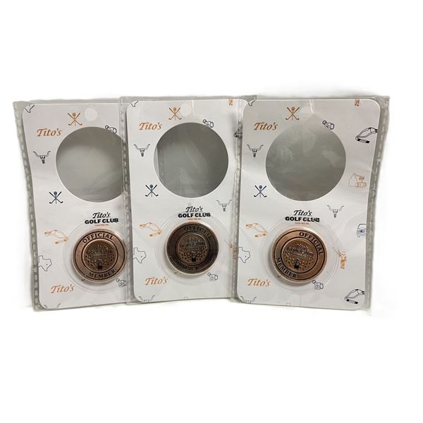 Tito’s Handmade Vodka Official Member Coin golf ball markers , THREE