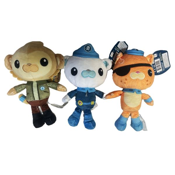Octonauts Above & Beyond Crew plush toys featuring Paani, Captain Barnacles, and Kwazii