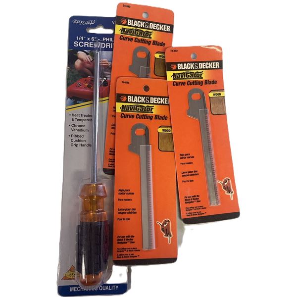 Screwdriver and THREE Jigsaw Blades