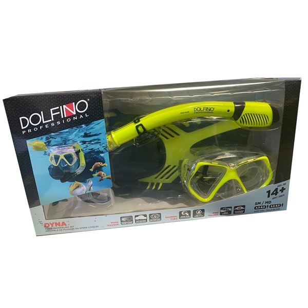 Dolfino Pro Dyna Adult 5 Piece Dive Set in yellow and black
