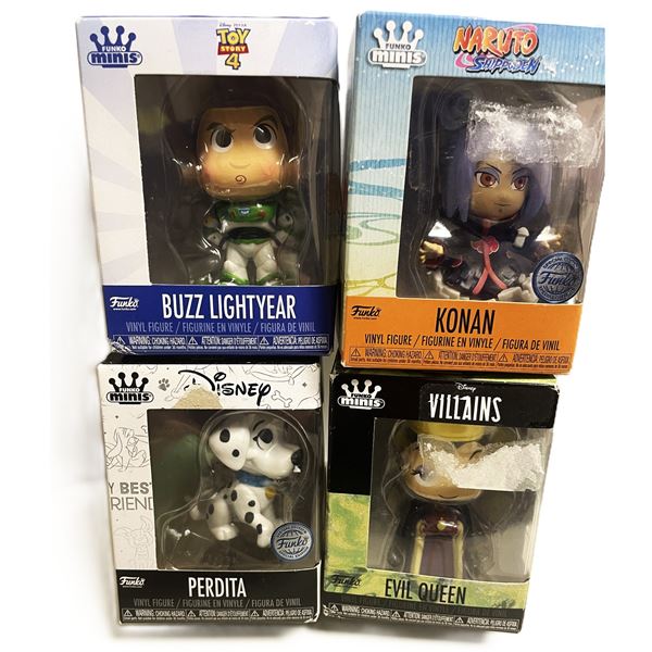 Funko Mystery Minis collectible vinyl figures from various Disney and anime franchises