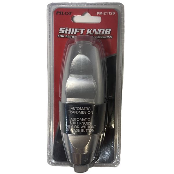 Pilot Automotive PM-2112S automatic shift knob in a silver brushed finish