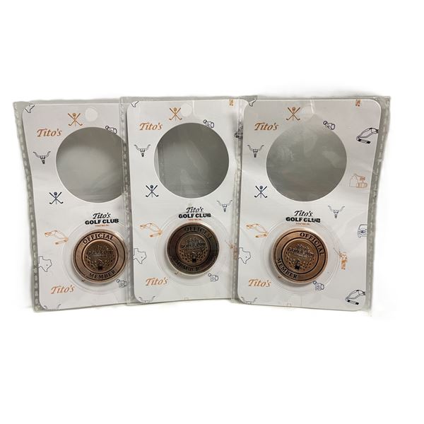 Tito’s Handmade Vodka Official Member Coin golf ball markers , THREE