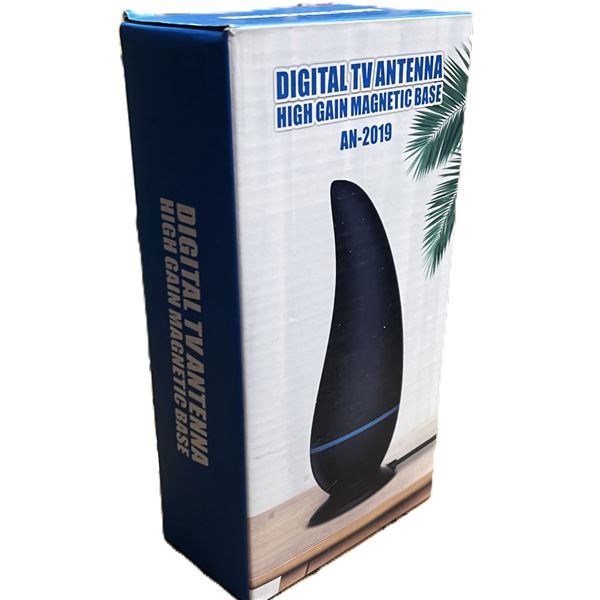 Camkey AN-2019 indoor digital TV antenna featuring a high-gain magnetic base