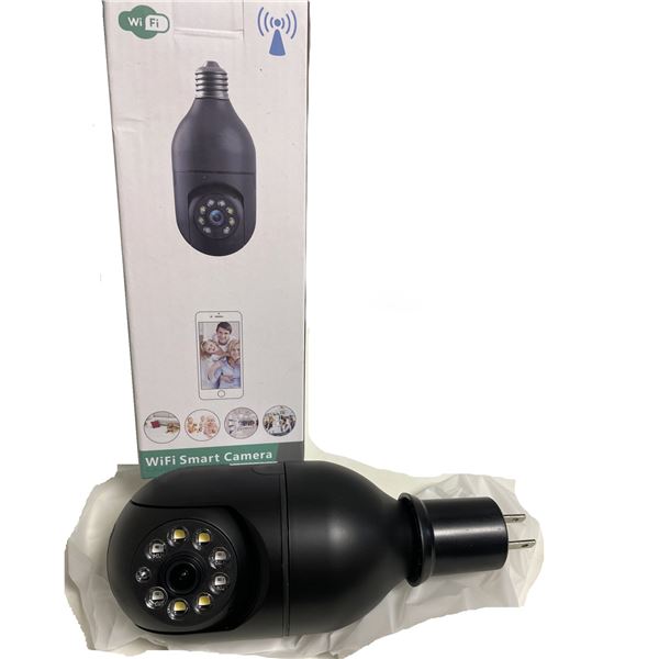 Black E27 WiFi smart light bulb security camera