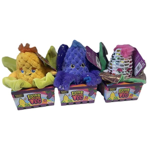 "Living on the Veg" Series 2 Cornies plush toys by Kellytoy and Russ