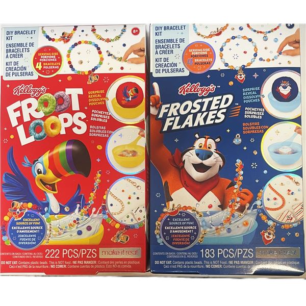 Make It Real Kellogg's cereal-themed DIY bracelet kits featuring Froot Loops and Frosted Flakes