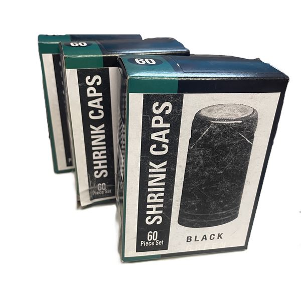 THREE Boxes of  ABC Cork brand black shrink caps.It comes in a 60-piece set.