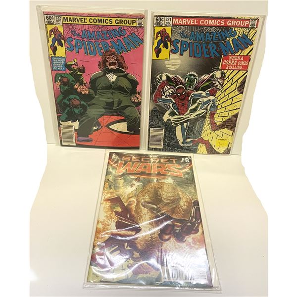 Two Amazing Spiderman Comics 3231 and #232 ,  Secret Wars #8