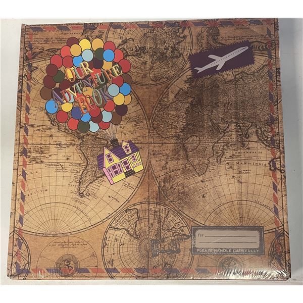"Our Adventure Book" scrapbook replica inspired by the Disney-Pixar movie Up, featuring an embossed