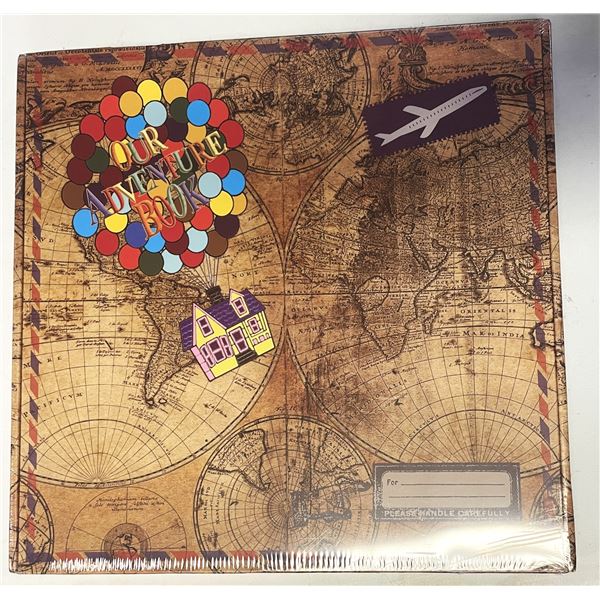 "Our Adventure Book" scrapbook replica inspired by the Disney-Pixar movie Up, featuring an embossed