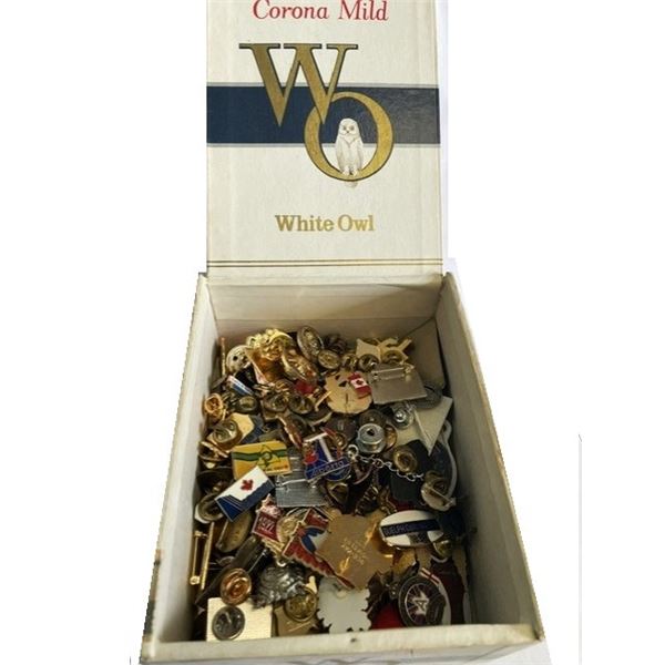 Vintage White Owl cigar box Filled with Pins