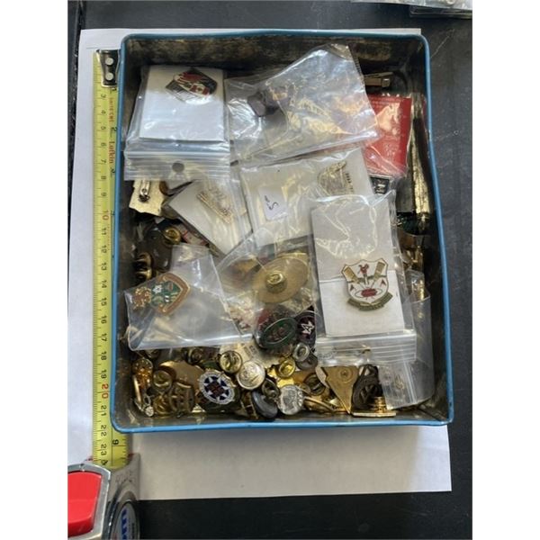 Lake Louise Tin Box filled with collectible pins