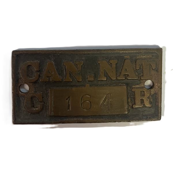 Vintage brass Canadian National Railway (CNR) property tag
