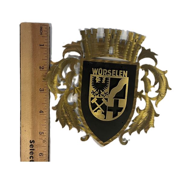 Metal Plaque  coat of arms for the town of Würselen, Germany