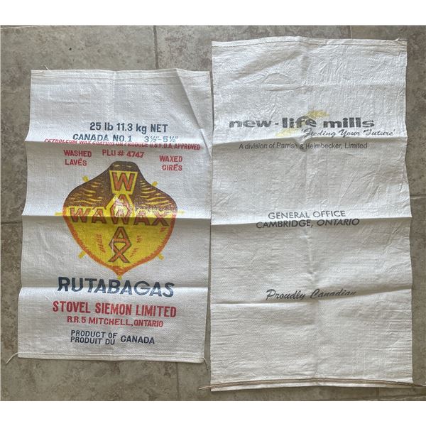 vintage New Mills agricultural sacks