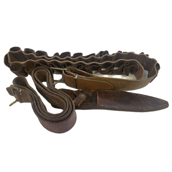 Cartridge Belt, Belt and Leather Sheath