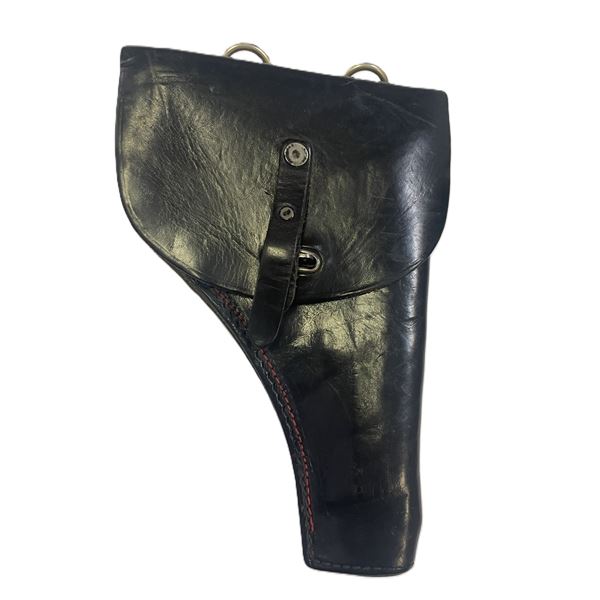 vintage black leather pistol holster