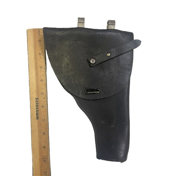 vintage black leather pistol holster